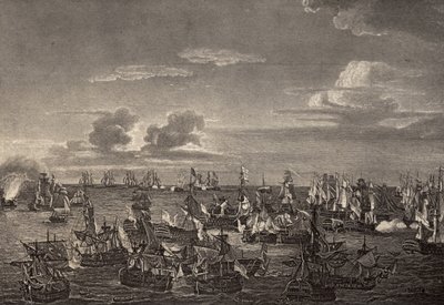 The Battle of Trafalgar in 1805, illustration from 